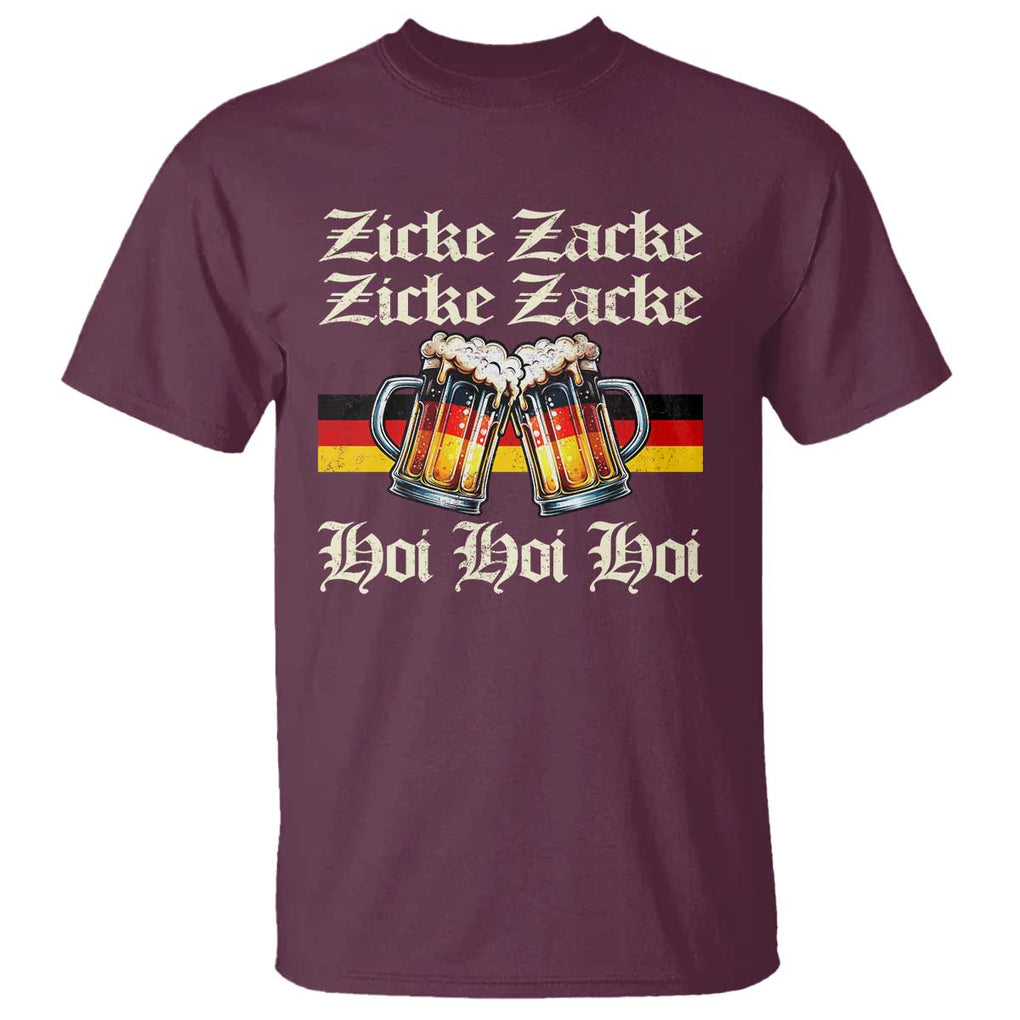 Funny Zicke Zacke Hoi T Shirt Oktoberfest German Flag Party TS11 Maroon Print Your Wear