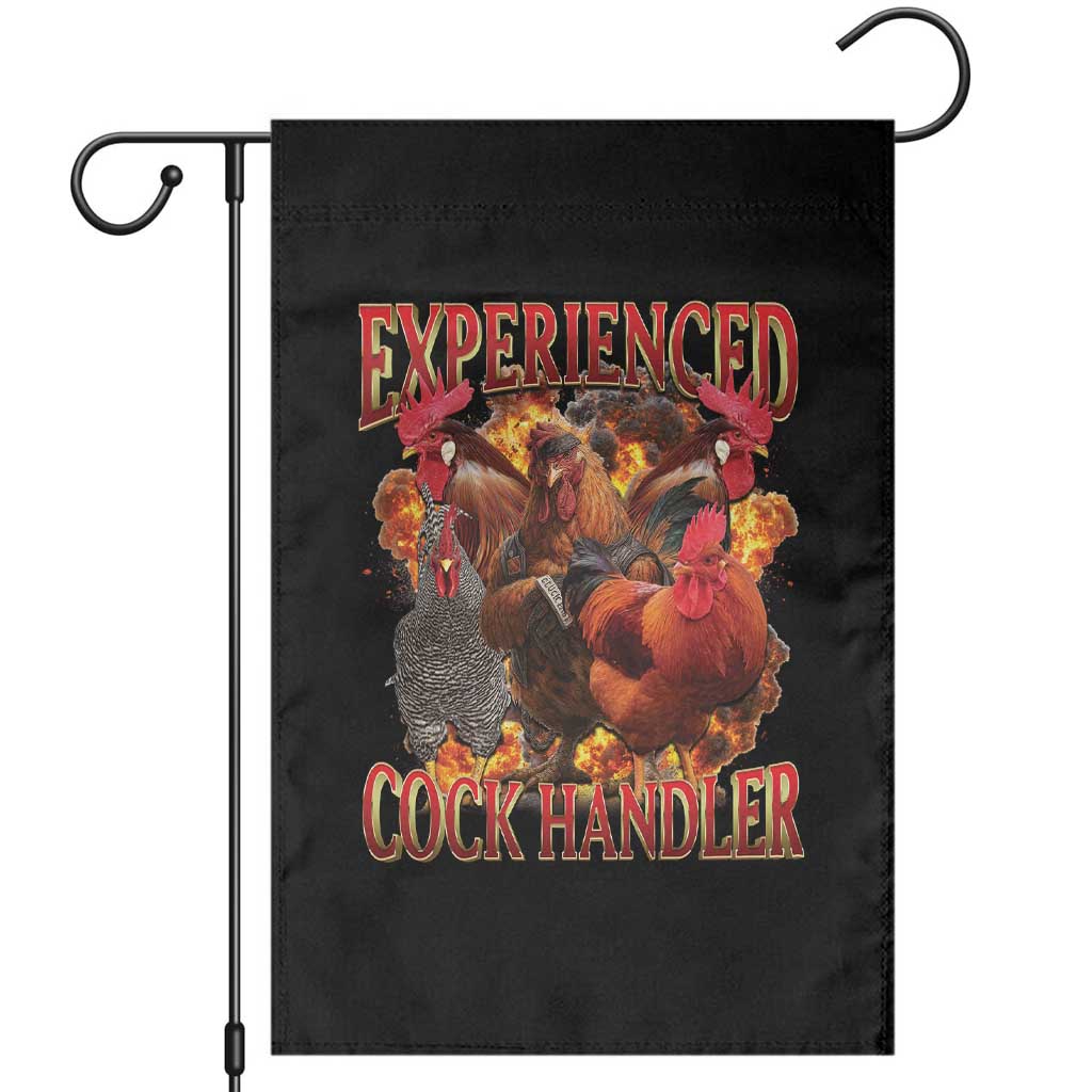 Funny Experienced Cock Handler Garden Flag Inappropriate Adult Humor Chicken TS11 Black Print Your Wear