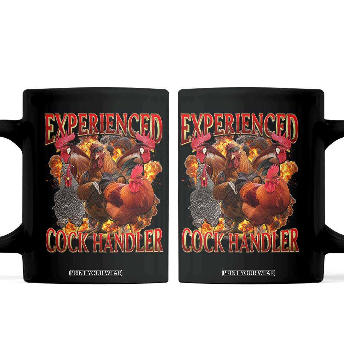 Funny Experienced Cock Handler Coffee Mug Inappropriate Adult Humor Chicken TS11 Black Print Your Wear
