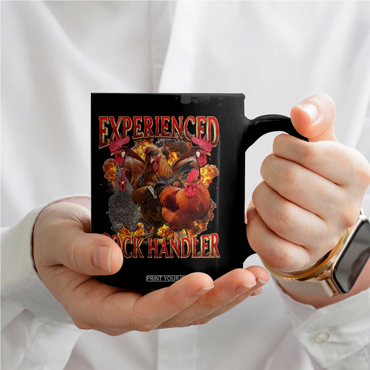 Funny Experienced Cock Handler Coffee Mug Inappropriate Adult Humor Chicken TS11 Print Your Wear
