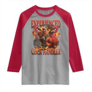Funny Experienced Cock Handler Raglan Shirt Inappropriate Adult Humor Chicken TS11 Sport Gray Red Print Your Wear