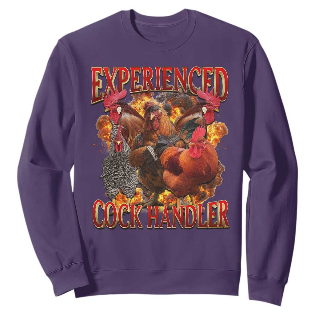 Funny Experienced Cock Handler Sweatshirt Inappropriate Adult Humor Chicken TS11 Purple Print Your Wear