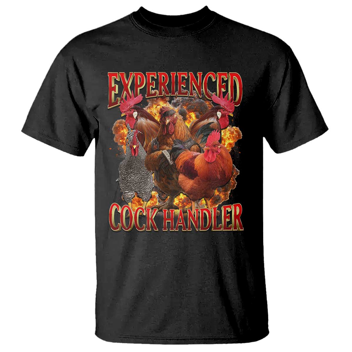 Funny Experienced Cock Handler T Shirt Inappropriate Adult Humor Chicken TS11 Black Print Your Wear