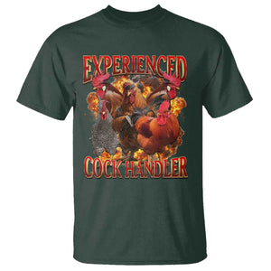 Funny Experienced Cock Handler T Shirt Inappropriate Adult Humor Chicken TS11 Dark Forest Green Print Your Wear