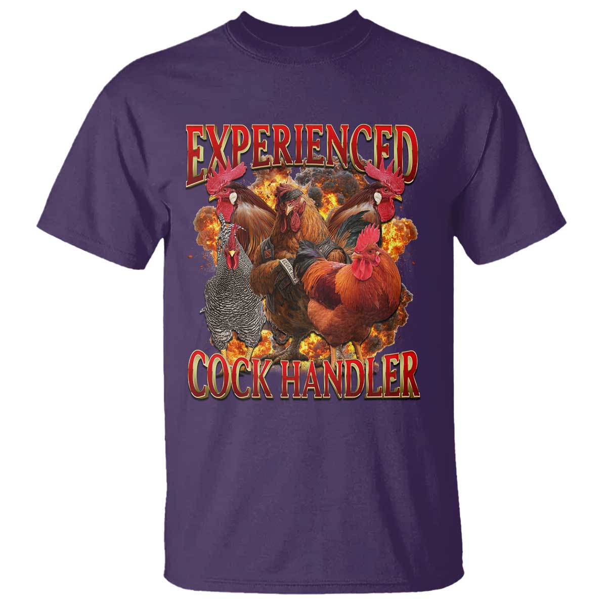 Funny Experienced Cock Handler T Shirt Inappropriate Adult Humor Chicken TS11 Purple Print Your Wear