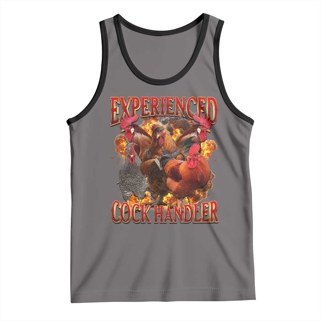 Funny Experienced Cock Handler Tank Top Inappropriate Adult Humor Chicken TS11 Deep Heather Black Print Your Wear