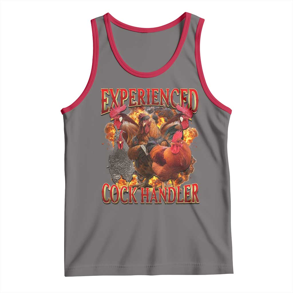 Funny Experienced Cock Handler Tank Top Inappropriate Adult Humor Chicken TS11 Deep Heather Red Print Your Wear
