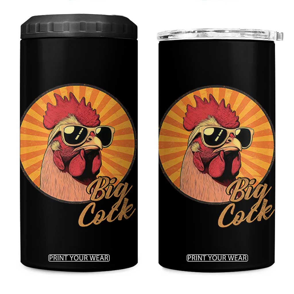 Funny Big Cock Chicken 4 in 1 Can Cooler Tumbler Raunchy Inappropriate Adult Humor TS11 One Size: 16 oz Black Print Your Wear