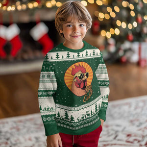 Funny Big Cock Chicken Ugly Christmas Sweater Raunchy Inappropriate Adult Humor TS11 Forest Green Beige Print Your Wear