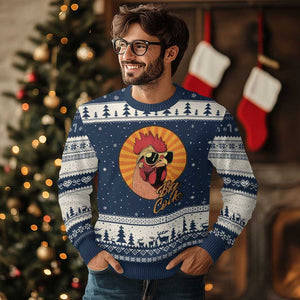 Funny Big Cock Chicken Ugly Christmas Sweater Raunchy Inappropriate Adult Humor TS11 Navy Beige Print Your Wear