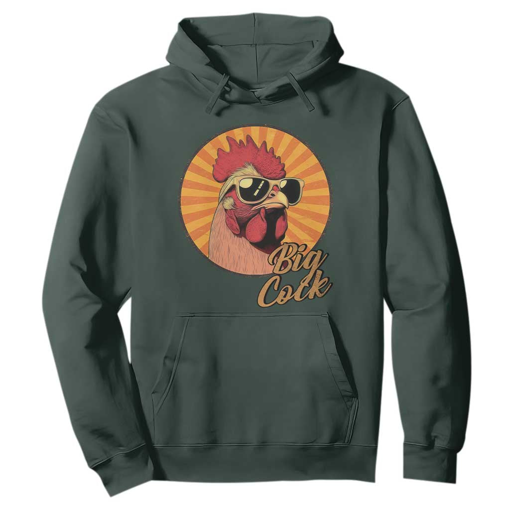 Funny Big Cock Chicken Hoodie Raunchy Inappropriate Adult Humor TS11 Dark Forest Green Print Your Wear