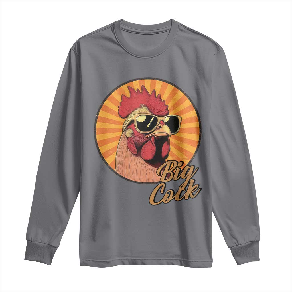 Funny Big Cock Chicken Long Sleeve Shirt Raunchy Inappropriate Adult Humor TS11 Charcoal Print Your Wear
