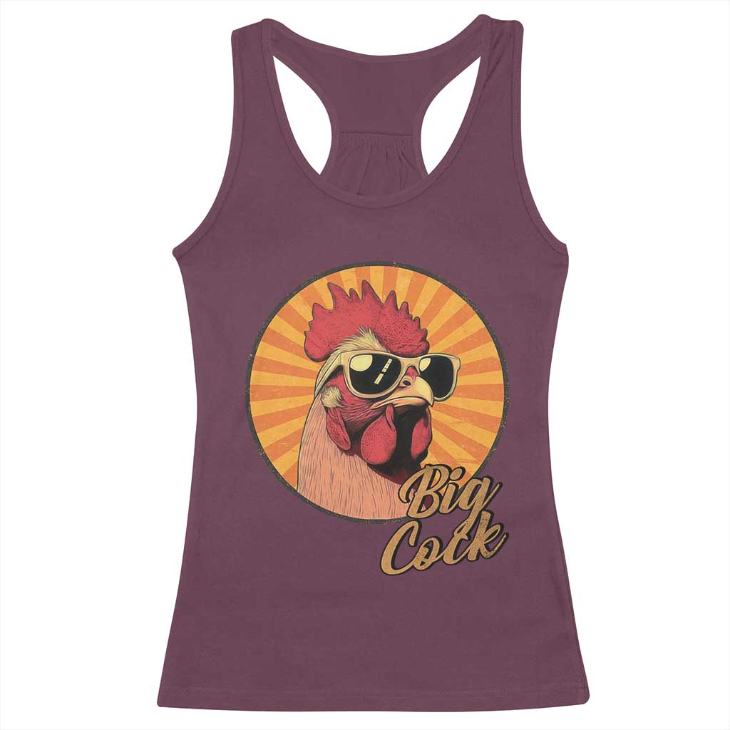 Funny Big Cock Chicken Racerback Tank Top Raunchy Inappropriate Adult Humor TS11 Maroon Print Your Wear