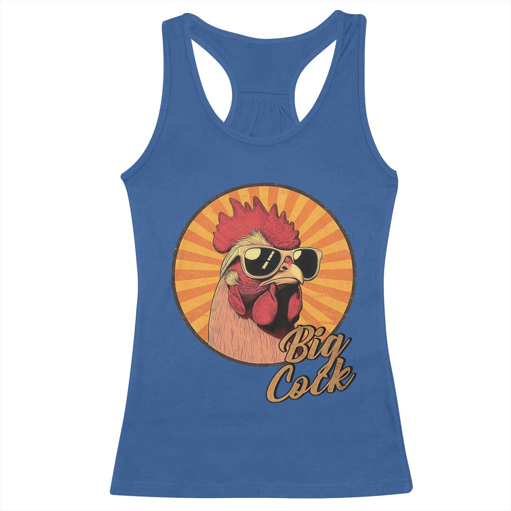 Funny Big Cock Chicken Racerback Tank Top Raunchy Inappropriate Adult Humor TS11 Royal Blue Print Your Wear