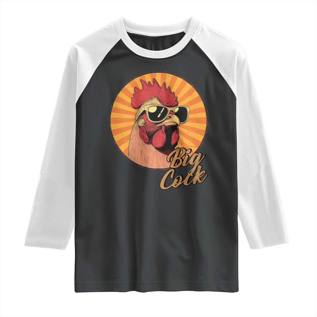 Funny Big Cock Chicken Raglan Shirt Raunchy Inappropriate Adult Humor TS11 Black White Print Your Wear