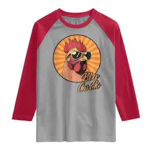 Funny Big Cock Chicken Raglan Shirt Raunchy Inappropriate Adult Humor TS11 Sport Gray Red Print Your Wear