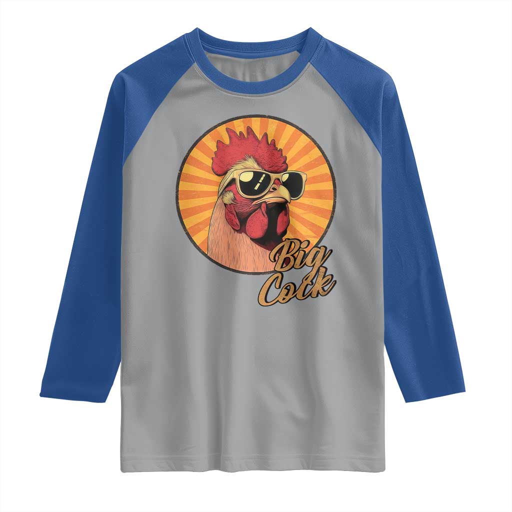 Funny Big Cock Chicken Raglan Shirt Raunchy Inappropriate Adult Humor TS11 Sport Gray Royal Print Your Wear