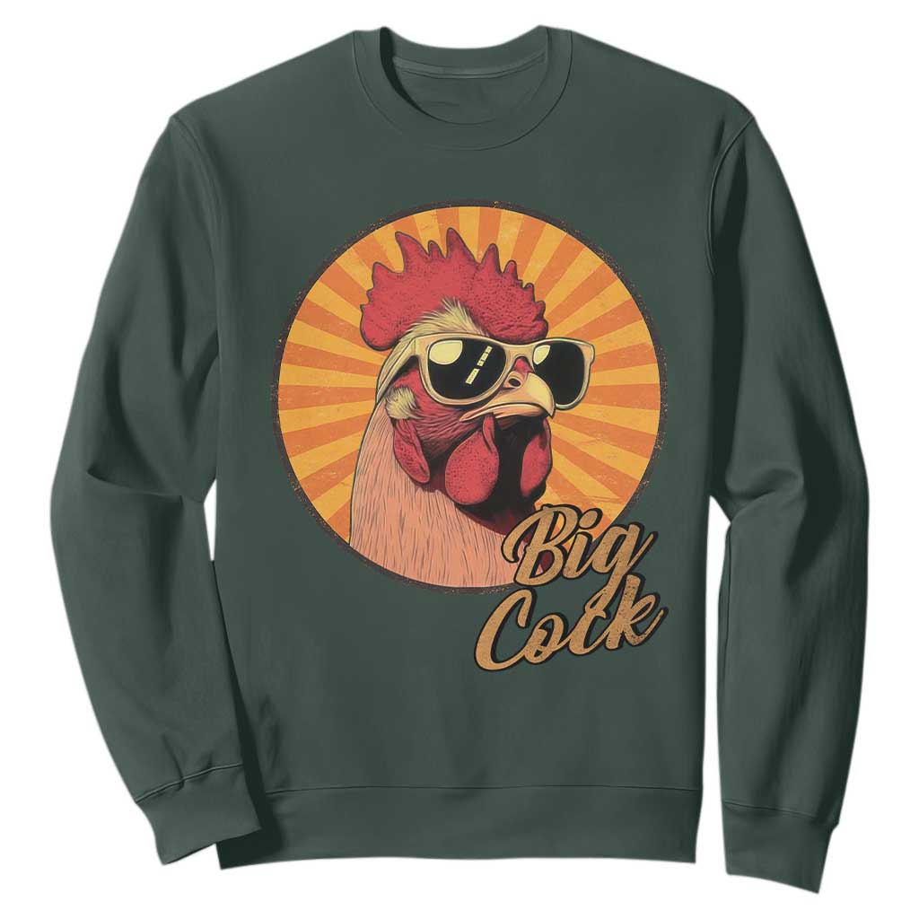 Funny Big Cock Chicken Sweatshirt Raunchy Inappropriate Adult Humor TS11 Dark Forest Green Print Your Wear