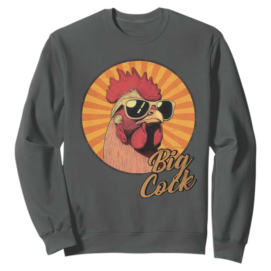 Funny Big Cock Chicken Sweatshirt Raunchy Inappropriate Adult Humor TS11 Dark Heather Print Your Wear