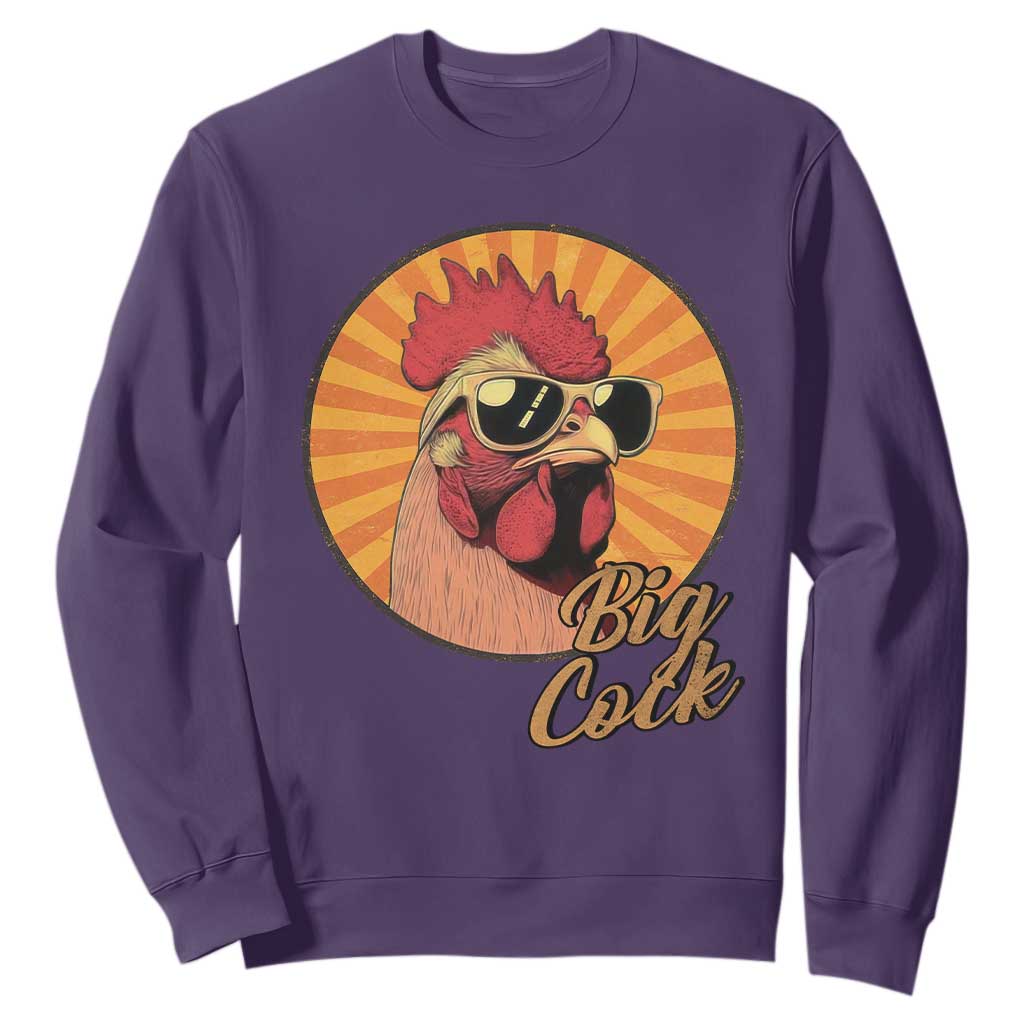 Funny Big Cock Chicken Sweatshirt Raunchy Inappropriate Adult Humor TS11 Purple Print Your Wear