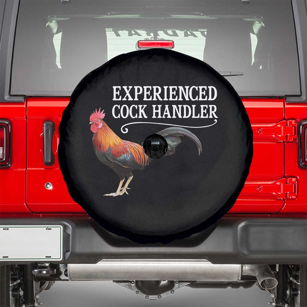 Funny Experienced Cock Handler Spare Tire Cover Raunchy Inappropriate Adult Humor Chicken TS11 Black Print Your Wear