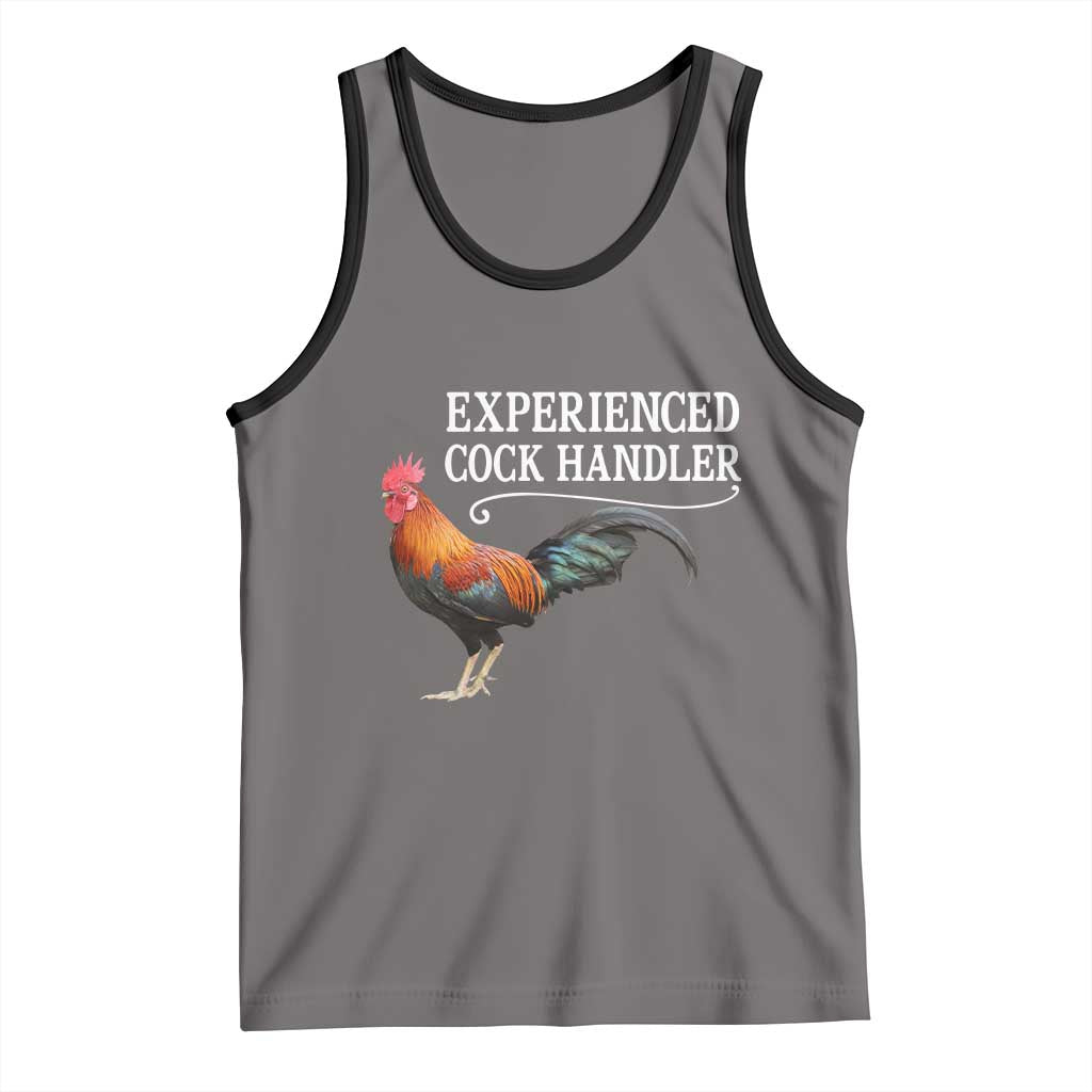Funny Experienced Cock Handler Tank Top Raunchy Inappropriate Adult Humor Chicken TS11 Deep Heather Black Print Your Wear