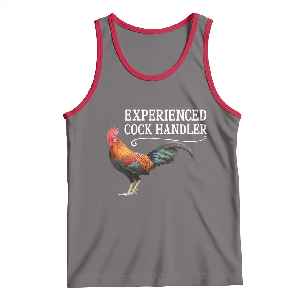 Funny Experienced Cock Handler Tank Top Raunchy Inappropriate Adult Humor Chicken TS11 Deep Heather Red Print Your Wear