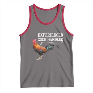 Funny Experienced Cock Handler Tank Top Raunchy Inappropriate Adult Humor Chicken TS11 Deep Heather Red Print Your Wear