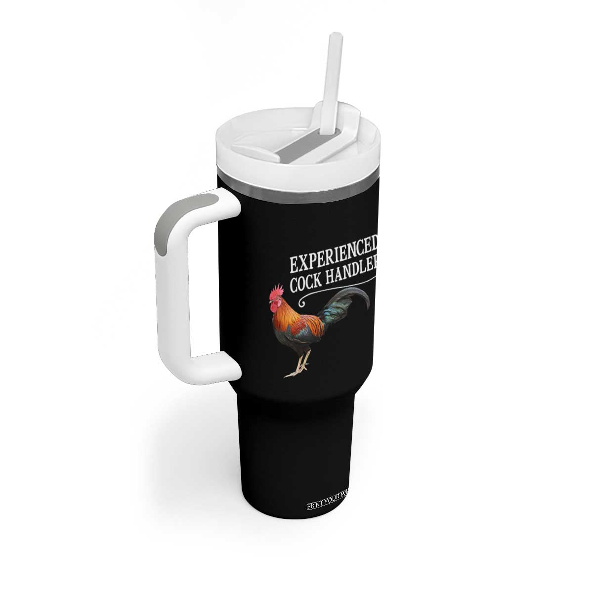Funny Experienced Cock Handler Tumbler With Handle Raunchy Inappropriate Adult Humor Chicken TS11 Print Your Wear