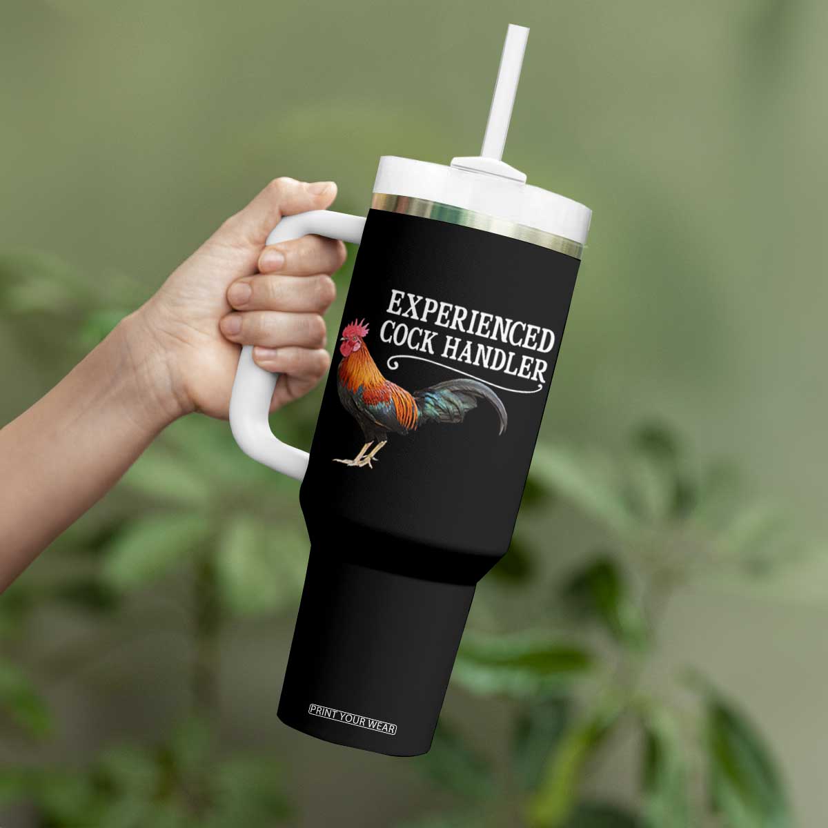 Funny Experienced Cock Handler Tumbler With Handle Raunchy Inappropriate Adult Humor Chicken TS11 Print Your Wear