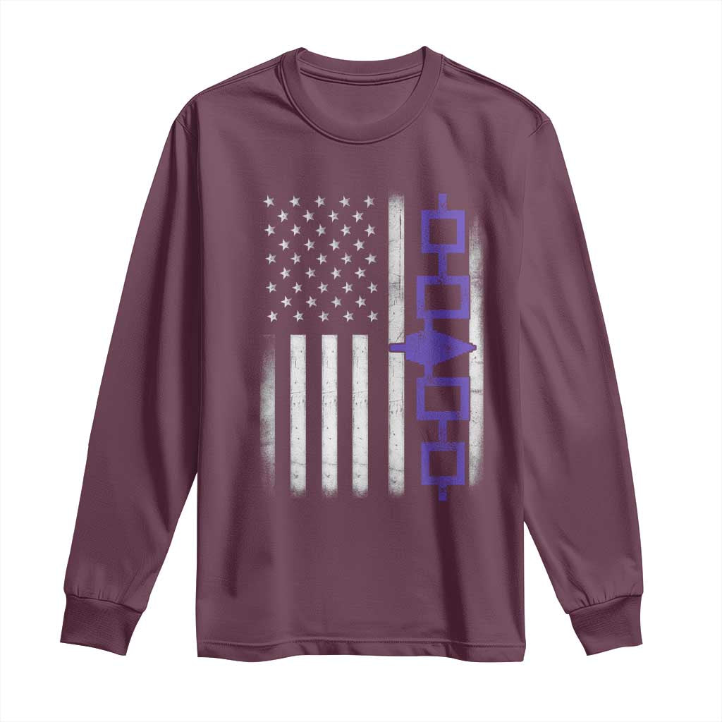 Haudenosaunee Iroquois USA Flag Native American Long Sleeve Shirt TS11 Maroon Print Your Wear