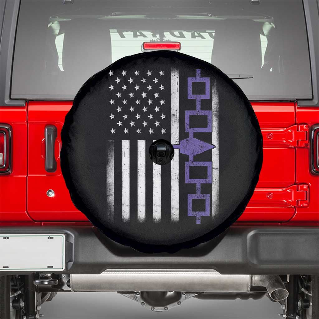 Haudenosaunee Iroquois USA Flag Native American Spare Tire Cover TS11 Black Print Your Wear