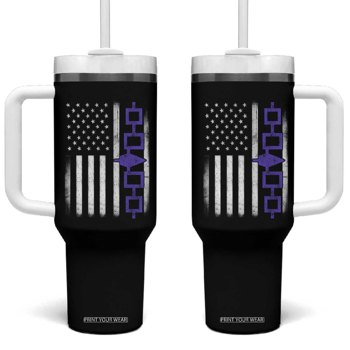 Haudenosaunee Iroquois USA Flag Native American Tumbler With Handle TS11 One Size: 40 oz Black Print Your Wear
