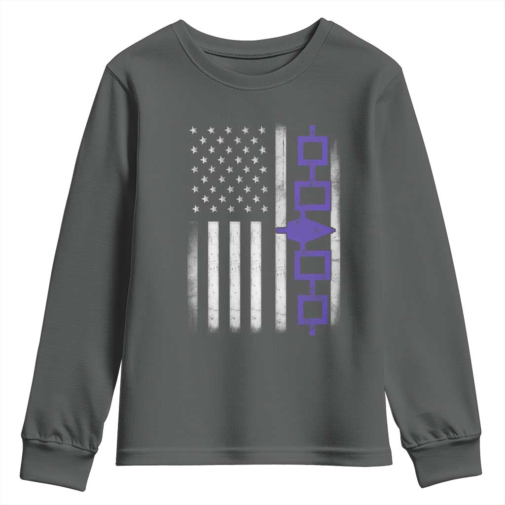 Haudenosaunee Iroquois USA Flag Native American Youth Sweatshirt TS11 Dark Heather Print Your Wear