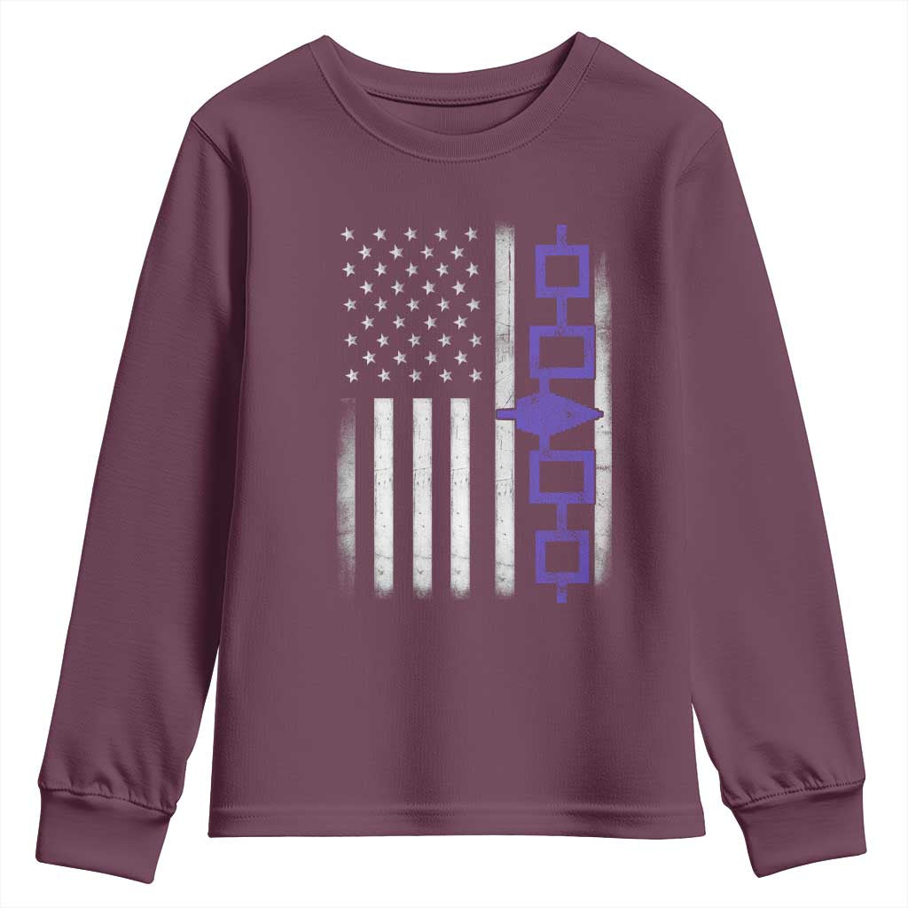 Haudenosaunee Iroquois USA Flag Native American Youth Sweatshirt TS11 Maroon Print Your Wear