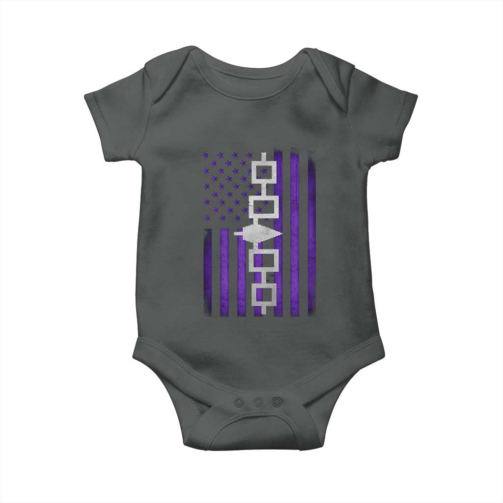 Haudenosaunee Iroquois Pride USA Flag Native American Baby Onesie TS11 Dark Heather Print Your Wear