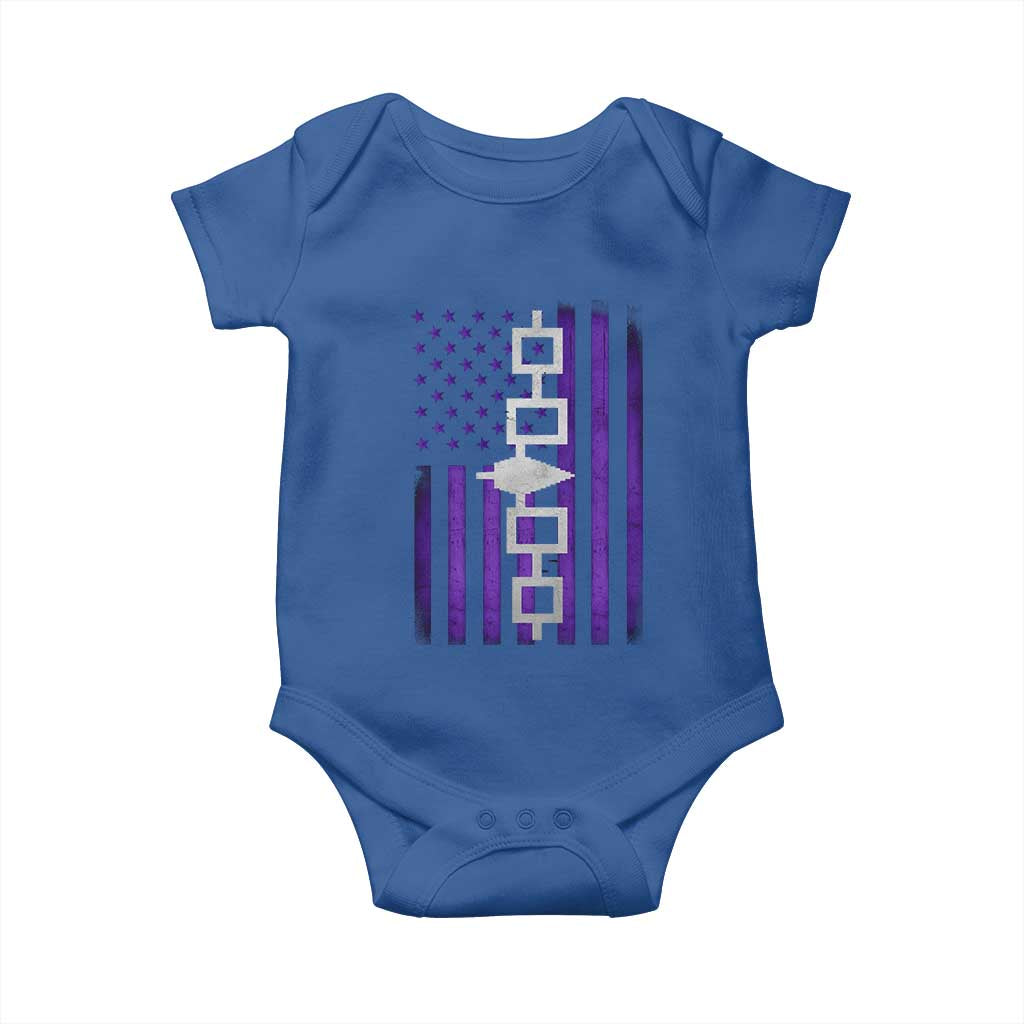 Haudenosaunee Iroquois Pride USA Flag Native American Baby Onesie TS11 Royal Blue Print Your Wear