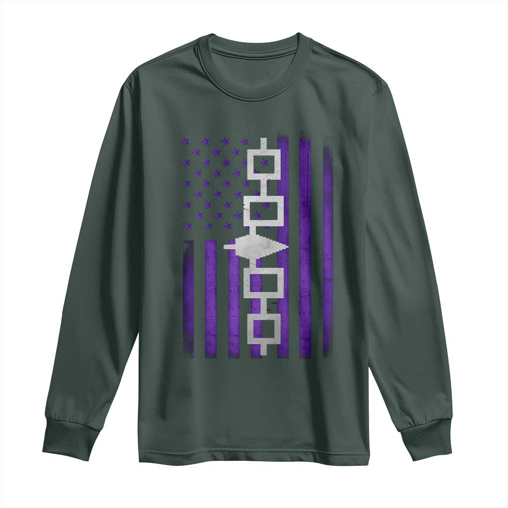 Haudenosaunee Iroquois Pride USA Flag Native American Long Sleeve Shirt TS11 Dark Forest Green Print Your Wear