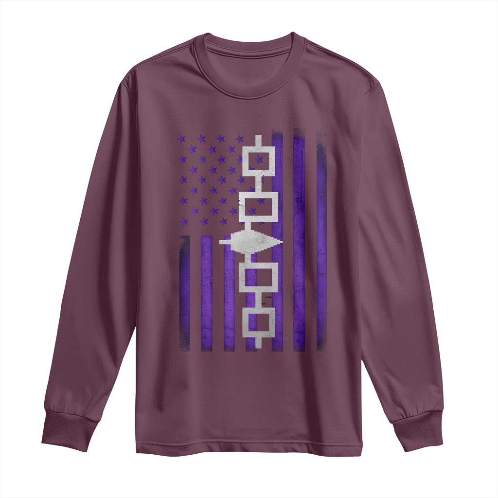 Haudenosaunee Iroquois Pride USA Flag Native American Long Sleeve Shirt TS11 Maroon Print Your Wear