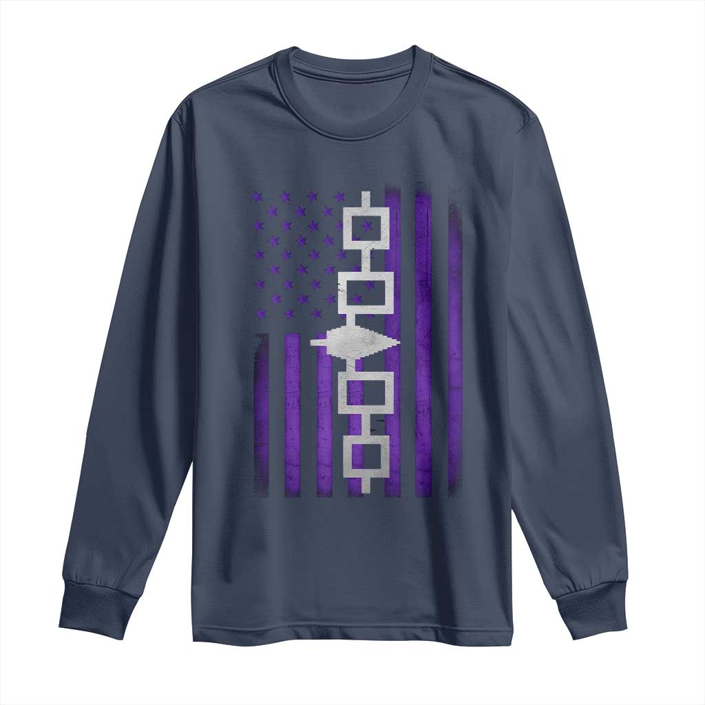 Haudenosaunee Iroquois Pride USA Flag Native American Long Sleeve Shirt TS11 Navy Print Your Wear