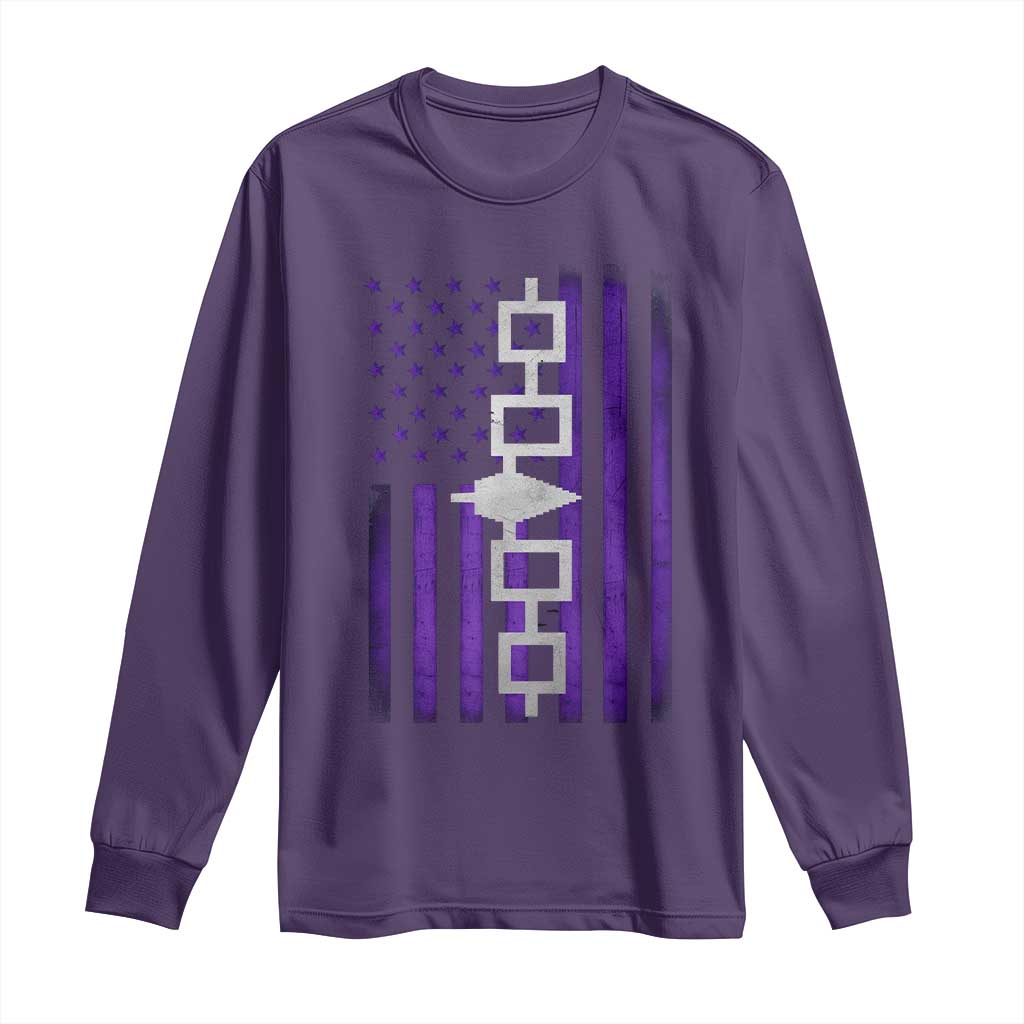 Haudenosaunee Iroquois Pride USA Flag Native American Long Sleeve Shirt TS11 Purple Print Your Wear