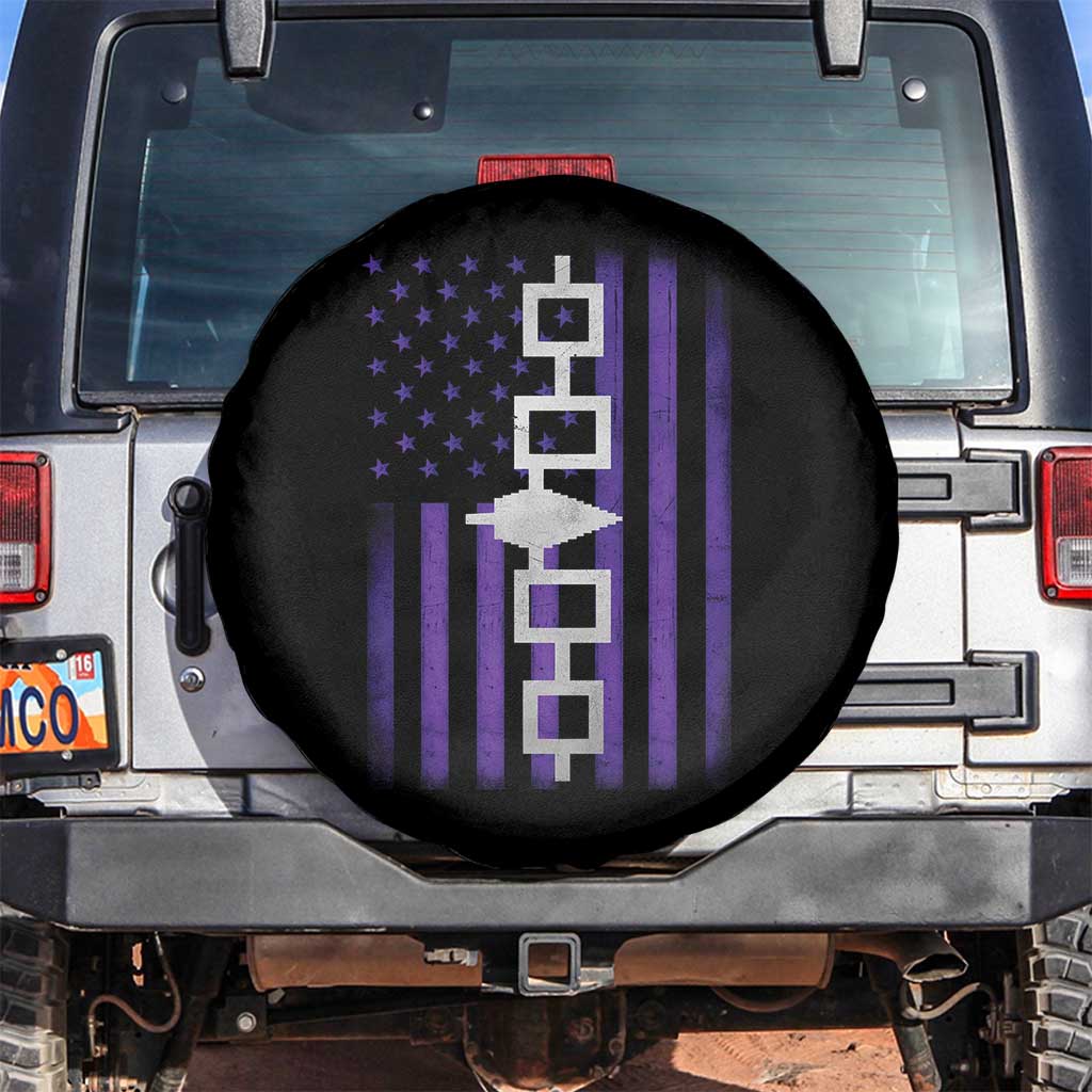 Haudenosaunee Iroquois Pride USA Flag Native American Spare Tire Cover TS11 No hole Black Print Your Wear