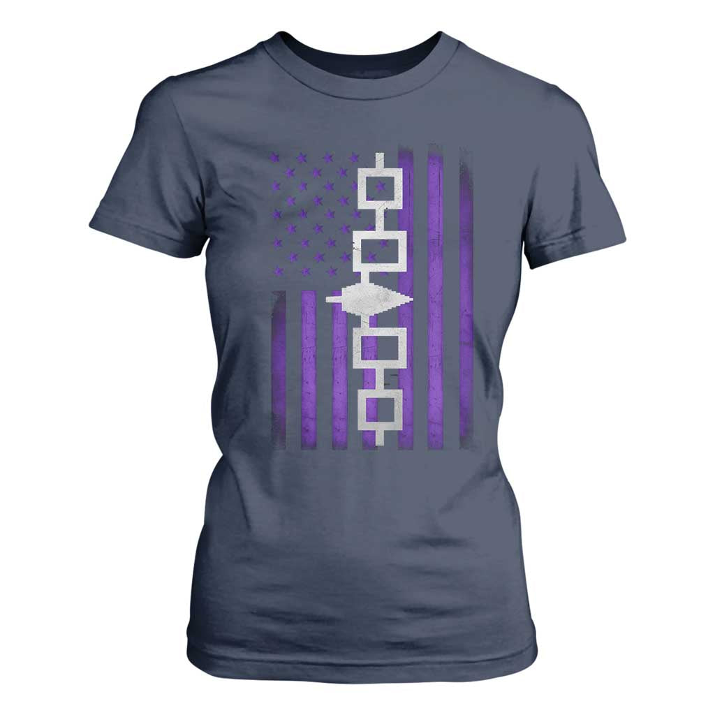 Haudenosaunee Iroquois Pride USA Flag Native American T Shirt For Women TS11 Navy Print Your Wear
