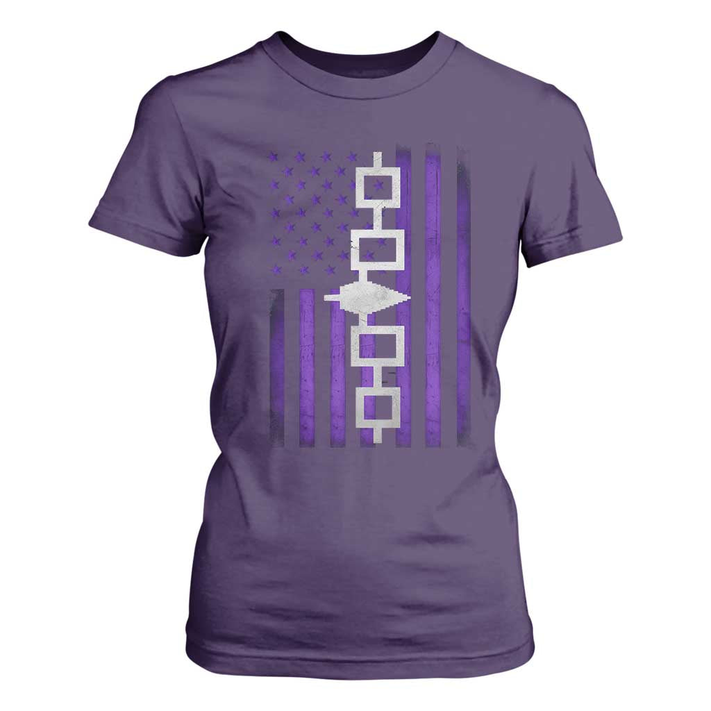 Haudenosaunee Iroquois Pride USA Flag Native American T Shirt For Women TS11 Purple Print Your Wear