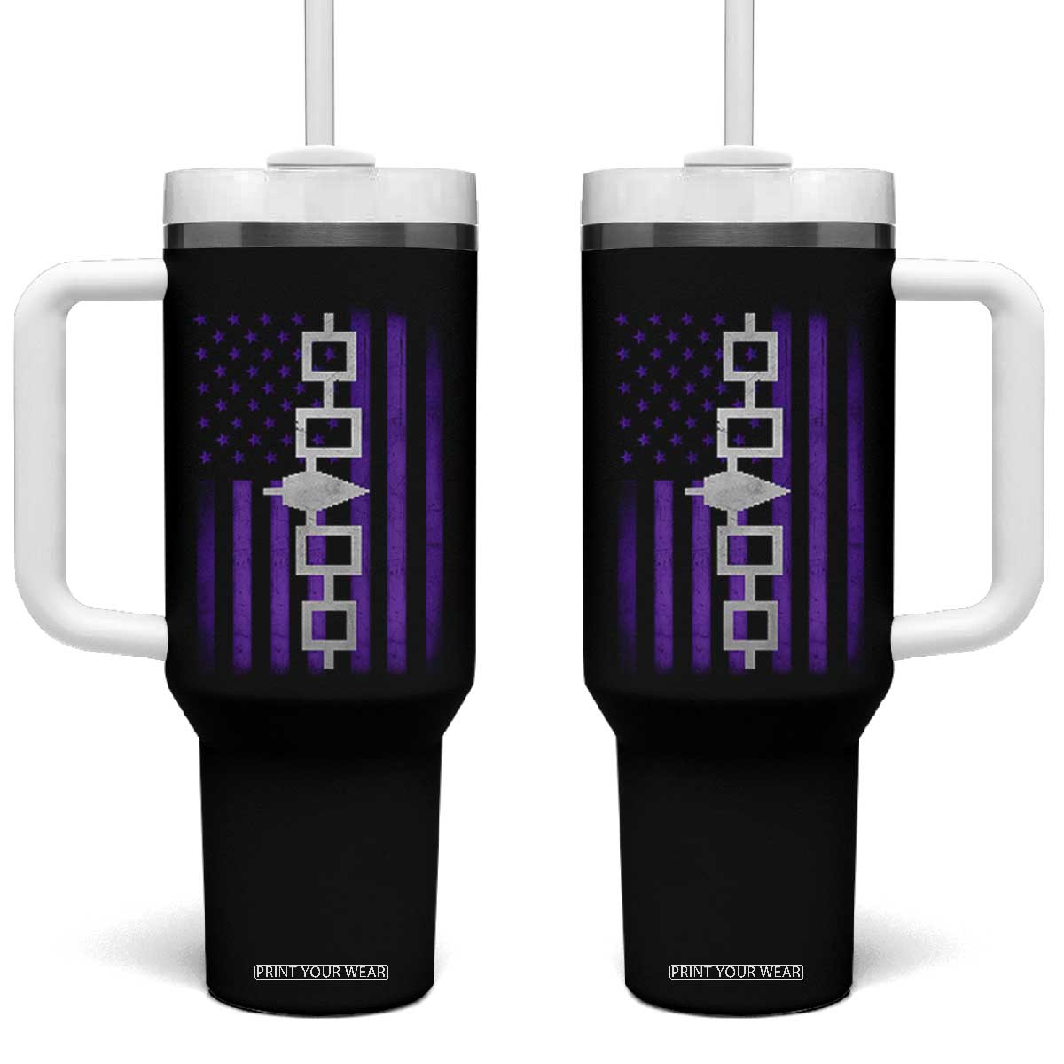 Haudenosaunee Iroquois Pride USA Flag Native American Tumbler With Handle TS11 One Size: 40 oz Black Print Your Wear