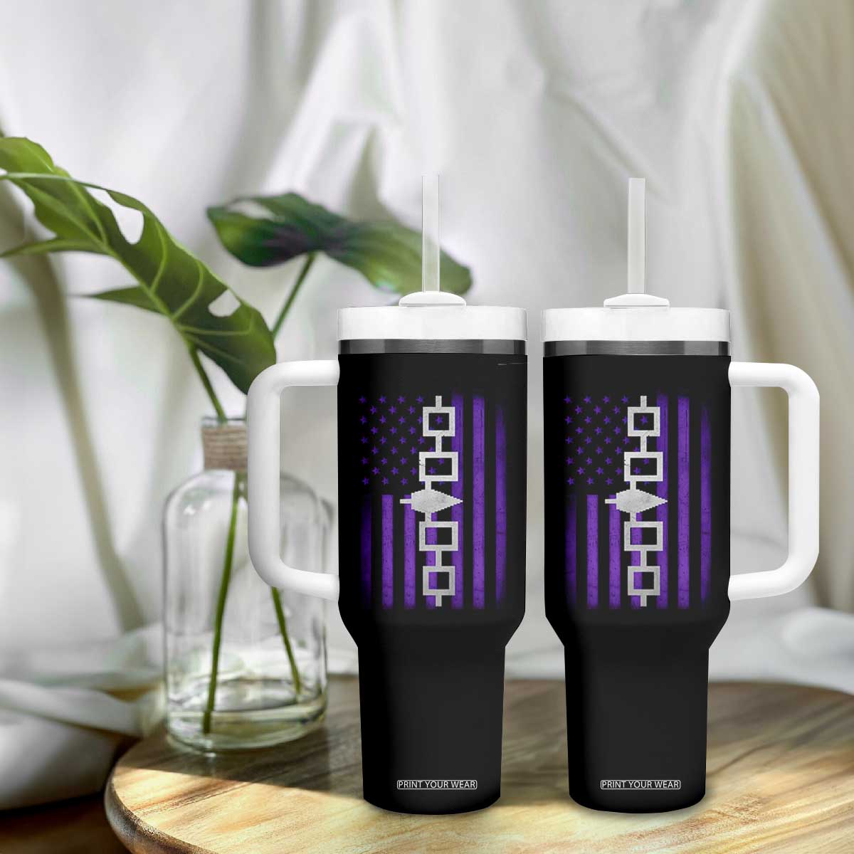 Haudenosaunee Iroquois Pride USA Flag Native American Tumbler With Handle TS11 Print Your Wear