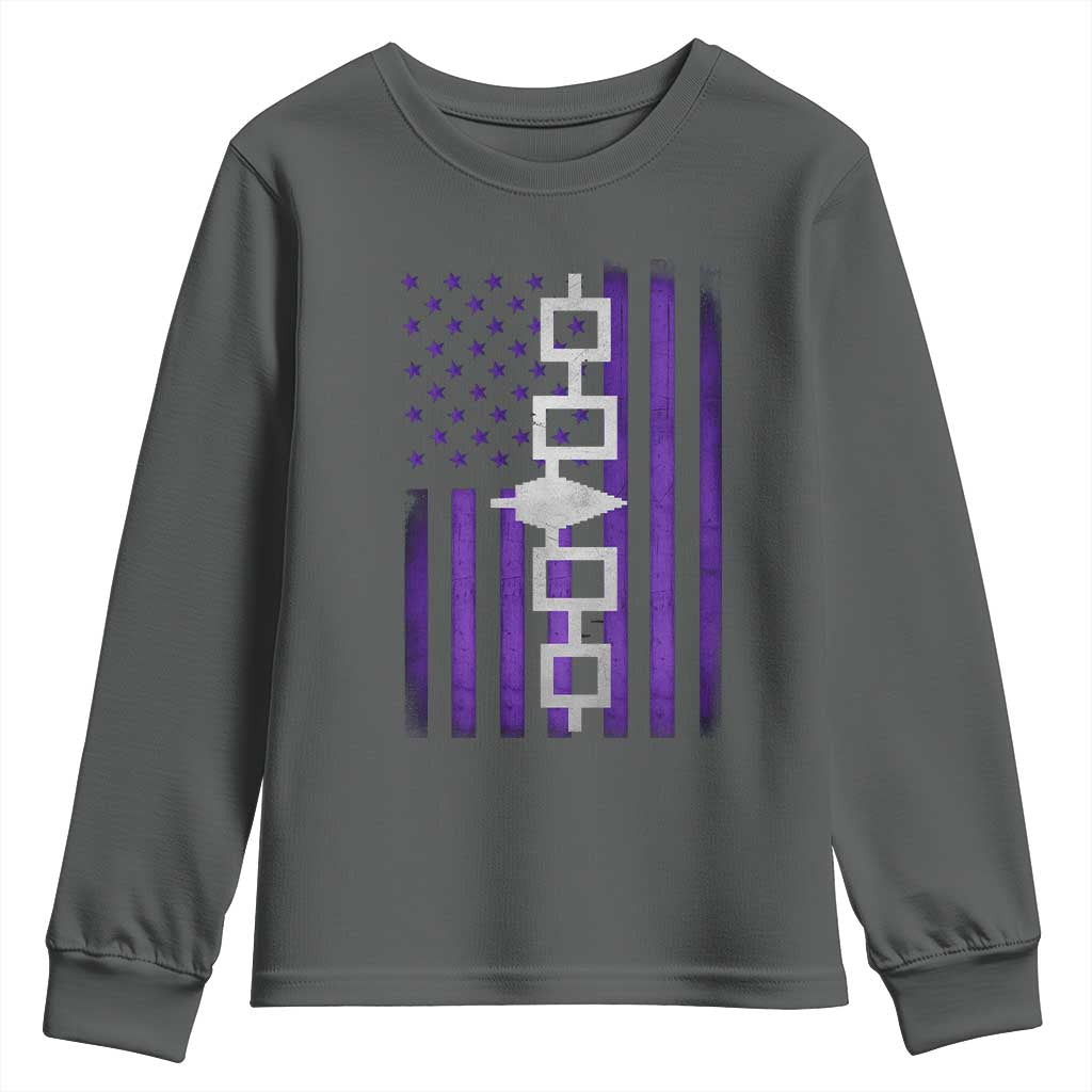 Haudenosaunee Iroquois Pride USA Flag Native American Youth Sweatshirt TS11 Dark Heather Print Your Wear