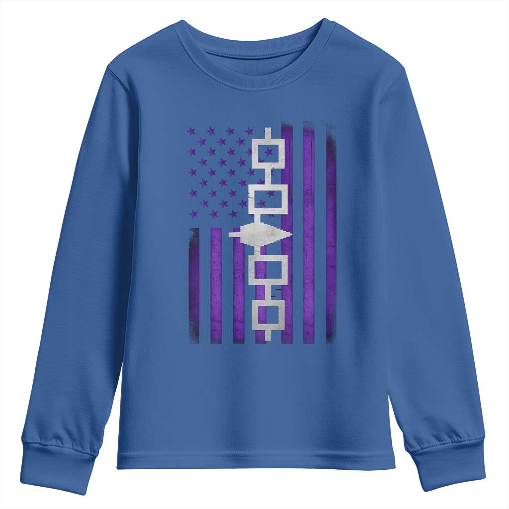 Haudenosaunee Iroquois Pride USA Flag Native American Youth Sweatshirt TS11 Royal Blue Print Your Wear