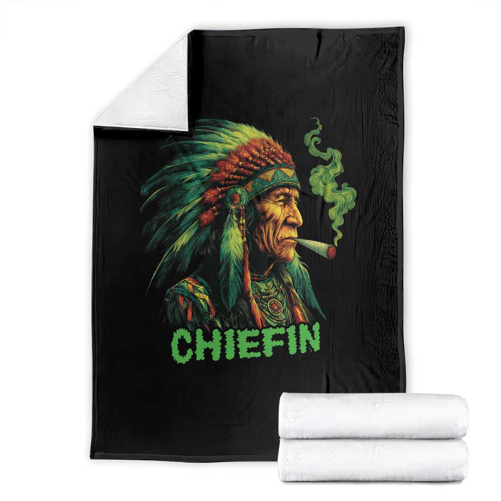 Funny Chiefin Weed Indian Native American Marijuana Throw Blanket TS11 Black Print Your Wear