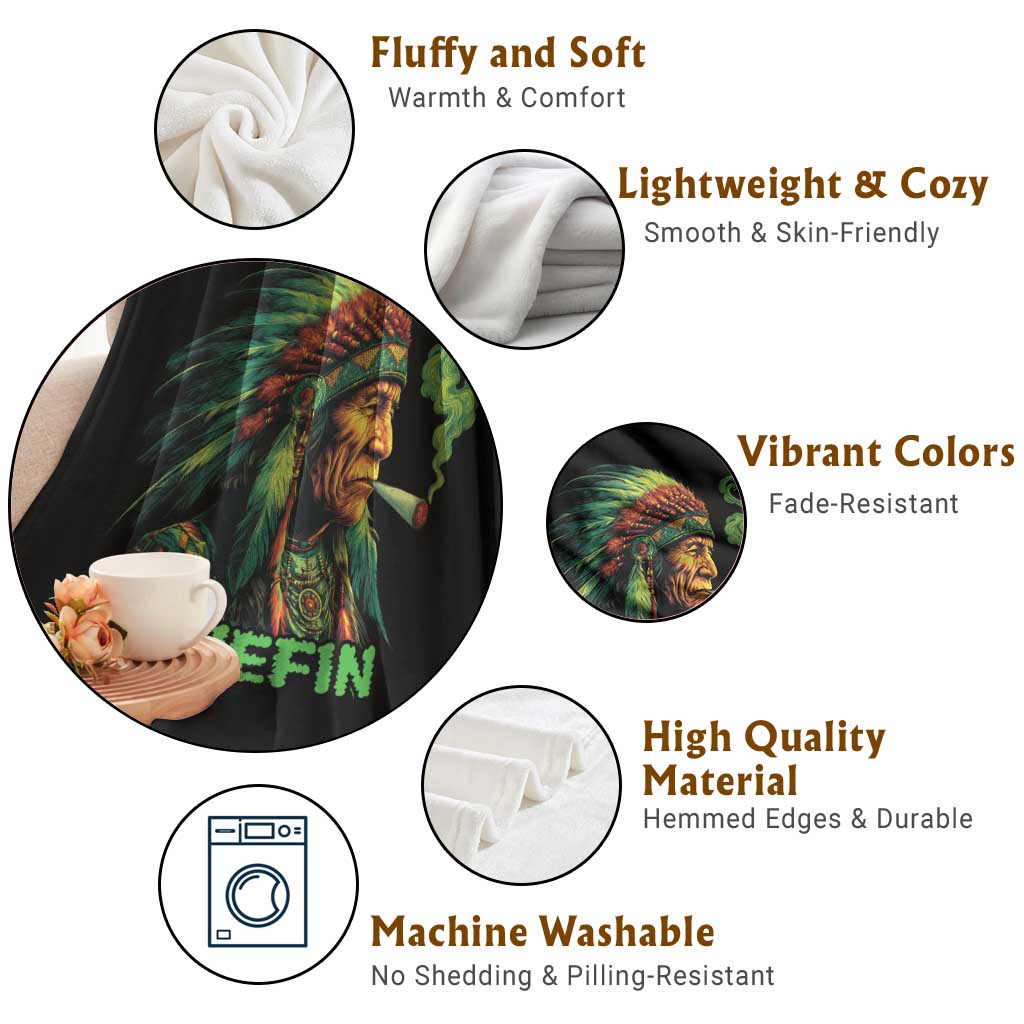 Funny Chiefin Weed Indian Native American Marijuana Throw Blanket TS11 Print Your Wear